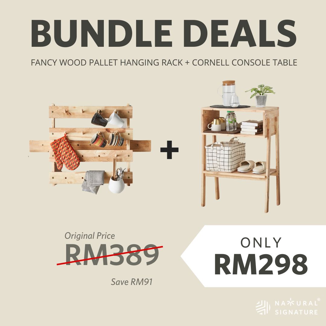 Natural Signature - Fancy Wood Pallet Hanging Rack + Cornell Console T