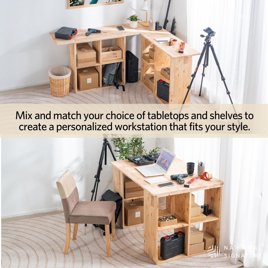 Tabletop Workspace Natural Signature - Solid Wood Worktop / Tabletop