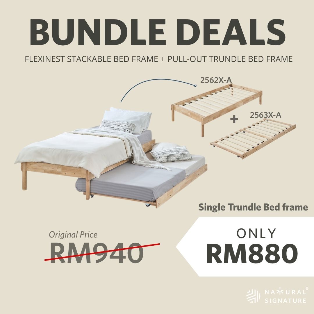 String Bed Frame Natural Signature - Flexinest Stackable Bed Frame With Pull-out Trundl