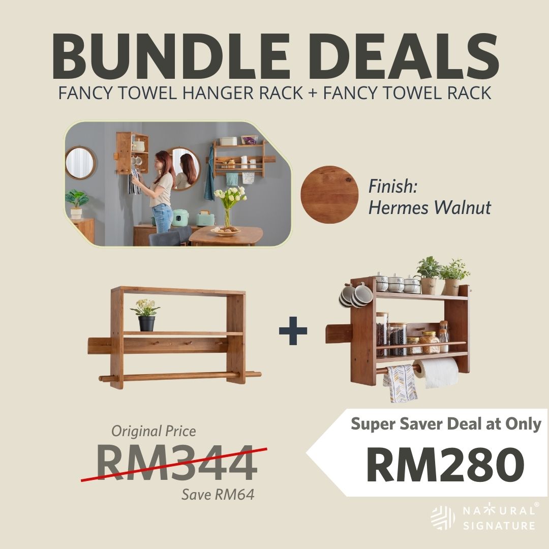 Fanci Rack Natural Signature - Fancy Towel Hanger Rack + Fancy Towel Rack (Hermes